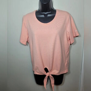 Women’s Columbia Tie Front Pinkish Orange Light Weight Short Sleeve Top sz M